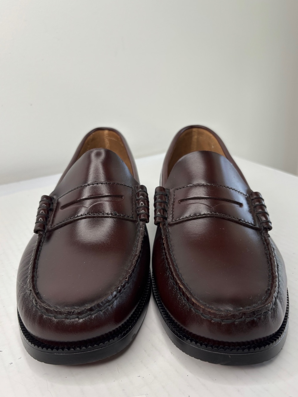 Florsheim Penny Loafers Mens Sz 9 Burgundy Leather Pinch Round Toe Slip On Shoes - Picture 4 of 13